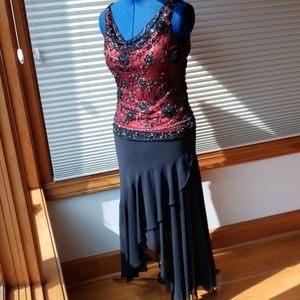 2 PC Lot Cache Embroidered Top Asymmetrical Skirt